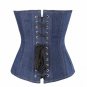 Christmas Costume Blue Denim Burlesque Bustier Waist Training Overbust Corset