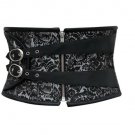Black Silver Brocade Leather Belt Christmas Underbust Corset Waist Trainer