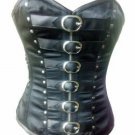 Black Leather Christmas Costume Steampunk Overbust Corset Waist Cincher Top