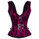 Purple Satin Black Net Goth Overbust PLUS SIZE Corset WaistShaper Costume Basque