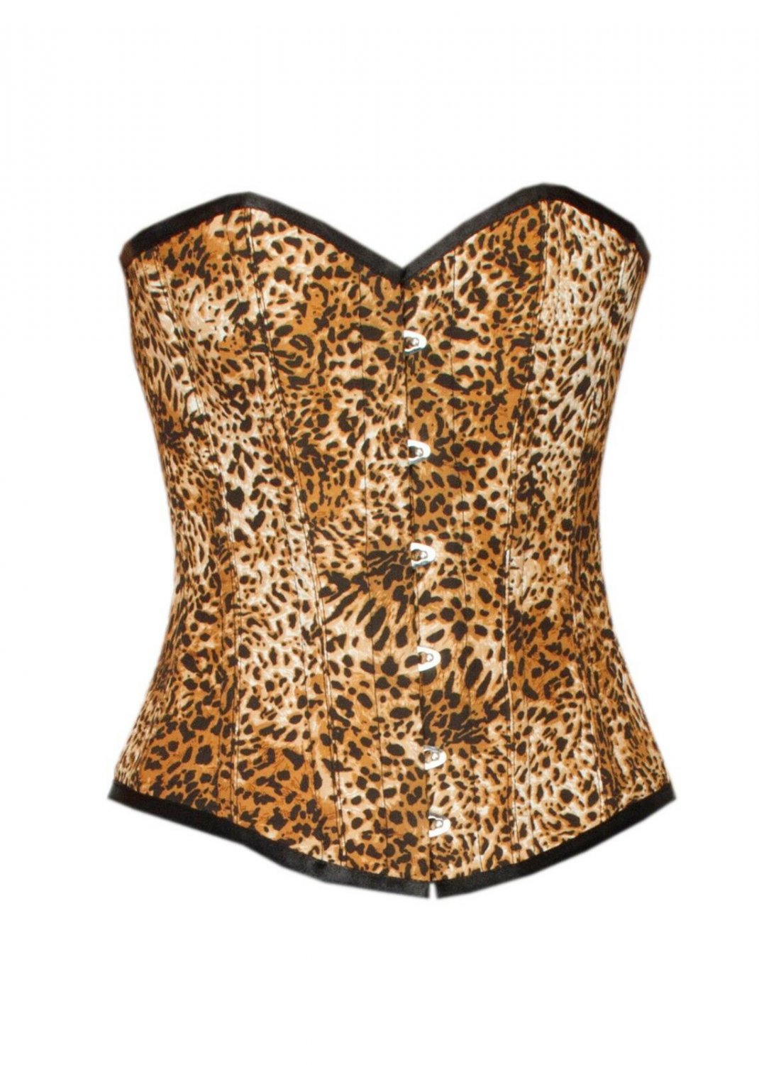 Leopard Print Polyester Gothic Overbust Christmas Corset Waist Cincher Top