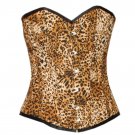 Leopard Print Polyester Gothic Overbust Christmas Corset Waist Cincher Top