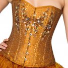 Cotton Silk Shapewear Costume Overbust Gold Sequin Plus Size Corset Top Bustier
