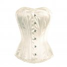 Ivory Satin Double Bone Goth Burlesque Overbust Christmas Corset Waist Training