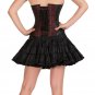 Red Black Brocade And Leather Christmas Costume Gothic Burlesque Overbust Corset