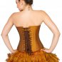 Golden Cotton Silk Sequins Christmas Costume Overbust Corset Waist Cincher Top
