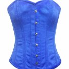 Blue Velvet Christmas Costume Women Clothing Overbust Corset Waist Cincher Top