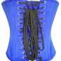 Blue Velvet Christmas Costume Women Clothing Overbust Corset Waist Cincher Top