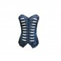 Blue Brocade Zipper Steampunk Bustier Burlesque Long Overbust PLUS SIZE Corset