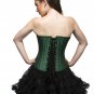 Green Silk Sequins Burlesque Overbust PLUS SIZE Corset Waist Training Costume