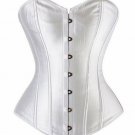 White Satin Goth Burlesque Overbust Christmas Costume Corset Waist Training