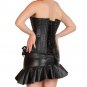 Goth Black Faux Leather Lace Design Steampunk Overbust Christmas Corset Costume