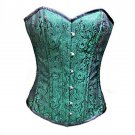 Green Brocade Burlesque Bustier Overbust PLUS SIZE Corset Waist Training