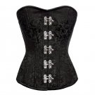 Black Brocade Spiral Steel Boned PLUS SIZE Corset Gothic Waist Cincher Overbust