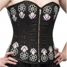 Black Satin Handmade Sequins Burlesque Overbust Christmas Corset Waist Cincher