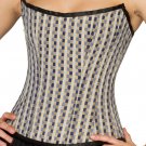 Black White Check Polyester Christmas Costume Gothic Bustier Overbust Corset Top