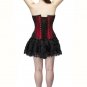 Red Satin Black Handmade Sequin Christmas Costume Overbust Corset Waist Training