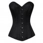 Black Satin Double Bone Goth Christmas Costume Burlesque LONG Overbust Corset