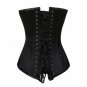 Black Satin Double Bone Goth Christmas Costume Burlesque LONG Overbust Corset