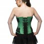 Green Satin Handmade Sequins Christmas Overbust Corset Waist Training Bustier