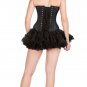 Blue Black Brocade Burlesque Bustier Overbust PLUS SIZE Corset Waist Training