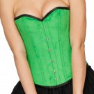Christmas Costume Pea Green Velvet Gothic Steampunk Bustier Overbust Corset Top