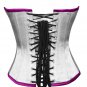 White and Purple Satin Goth Burlesque Overbust PLUS SIZE Corset Costume Bustier