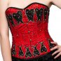 Red Satin Sequins Goth Costume Burlesque Overbust PLUS SIZE Corset Waist Cincher