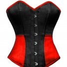 Red and Black Satin Gothic Burlesque Overbust PLUS SIZE Corset Costume Bustier