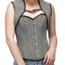 Black White Polyester Steampunk Costume Overbust PLUS SIZE Corset Top With Shrug
