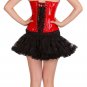 Red PVC Leather Overbust Christmas Corset Waist Cincher Black Tutu SkirtDress