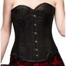 Black Satin Burlesque Christmas Costume Overbust Corset Waist Training