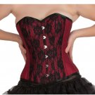 Red Lining Poly Cotton Black Net Overbust PLUS SIZE Corset Waist Shaper Costume