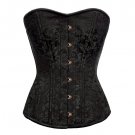 Gothic Black Brocade Steel Boned PLUS SIZE Corset Waist Cincher Overbust Bustier