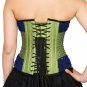 Green Satin Blue Sequins Christmas Costume Burlesque Bustier Overbust Corset