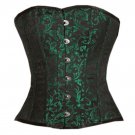 Green Black Brocade Gothic Burlesque Christmas Costume Party Overbust Corset