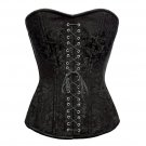Black Brocade Steel Bone Front Lace Gothic PLUS SIZE Corset Overbust Bustier Top