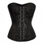 Black Brocade Steel Bone Front Lace Gothic PLUS SIZE Corset Overbust Bustier Top