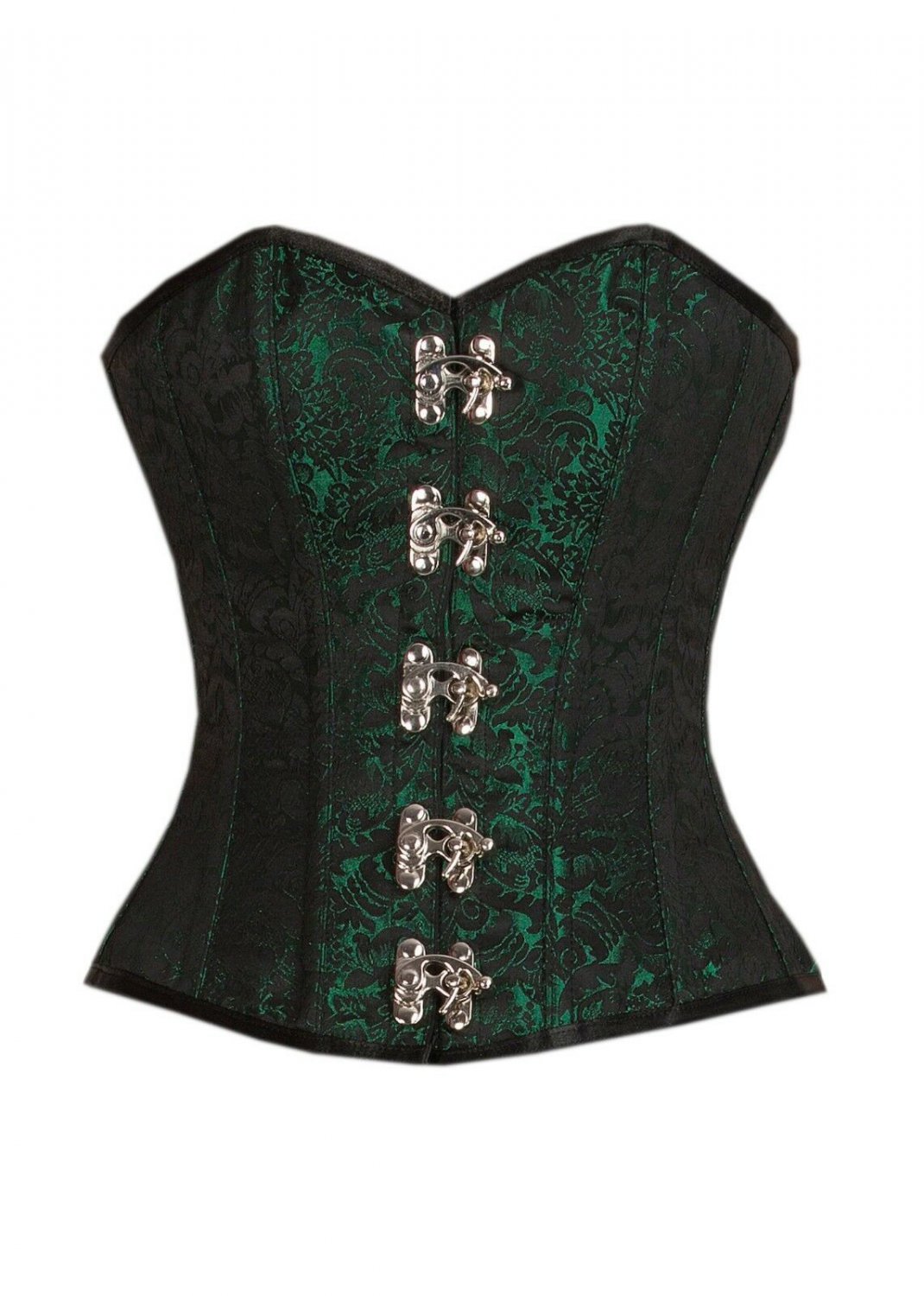 Green Black Brocade Steampunk Bustier Overbust PLUS SIZE Corset Waist Shaper
