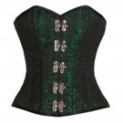Green Black Brocade Steampunk Bustier Overbust PLUS SIZE Corset Waist Shaper