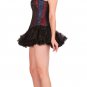 Red & Blue Black Brocade Burlesque Overbust PLUS SIZE Corset Waist Shaper