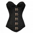 Black Corset LONGLINE Overbust Bustier Brocade PLUS SIZE Gothic Antique Clasp