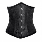 Black Brocade Double Bone Gothic Burlesque Bustier Underbust PLUS SIZE Corset