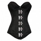 Sexy Black LONGLINE Overbust Bustier Gothic Steampunk PLUS SIZE Corset Costume