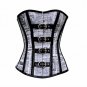 Newspaper Print Black PVC Leather Strip Christmas Overbust Corset Waist Training