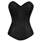 Black Spiral Steel Bone Bustier Front Close LONGLINE PLUS SIZE Corset Overbust