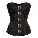 Black Brocade Steel Boned Gothic Burlesque PLUS SIZE Corset Bustier Overbust Top