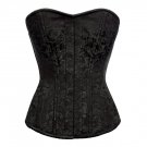 Black Brocade Steel Boned Front Closed Goth Burlesque PLUS SIZE Corset Overbust