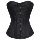 Black Brocade Steel Boned Gothic Burlesque PLUS SIZE Corset Overbust Bustier Top