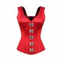 Red Satin Silver Clasps Gothic Overbust PLUS SIZE Corset Shoulder Straps Costume